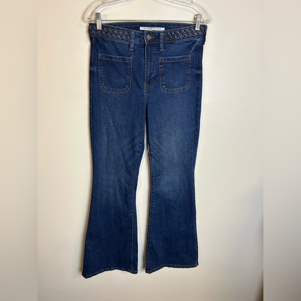 Celebrity Pink Blue Denim Women's Wide leg Jeans High Rise Stretch Size 11-30